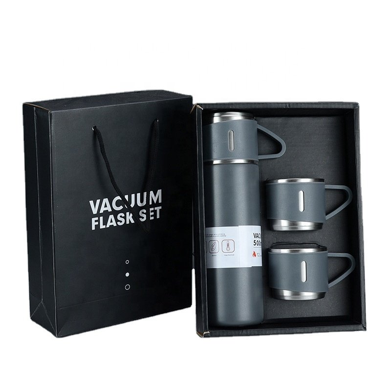 New Stainless Steel vacuum flask travel mug set Sport Water Bottle Gift box Set Large Capacity Travel Double Wall Vacuum Bottle