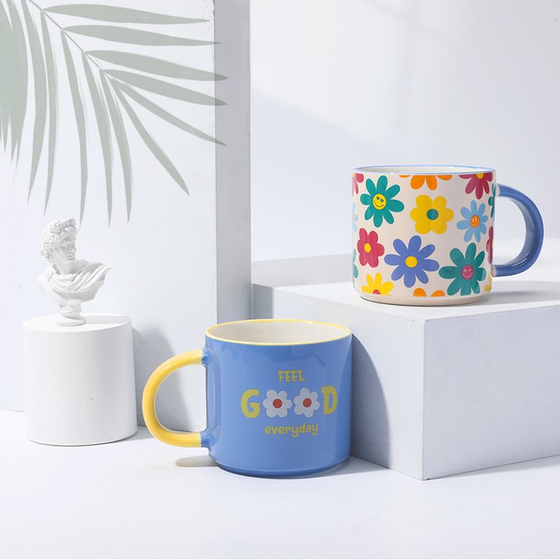 Hot New Creative Children Gifts Yellow Breakfast Milk Cartoon Bright Summer Daisy Cute Ceramic Mug