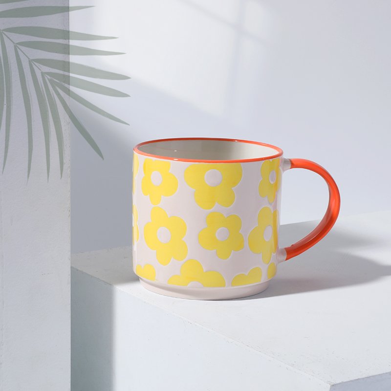 Hot New Creative Children Gifts Yellow Breakfast Milk Cartoon Bright Summer Daisy Cute Ceramic Mug