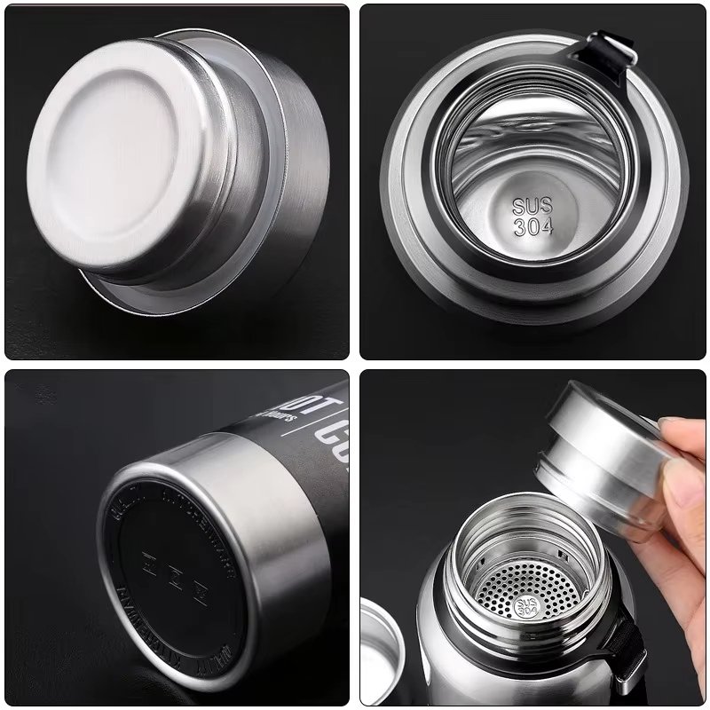 Custom Logo Stainless Steel Thermos Large Capacity Vacuum Flask Portable Insulated Water Bottle with Rope