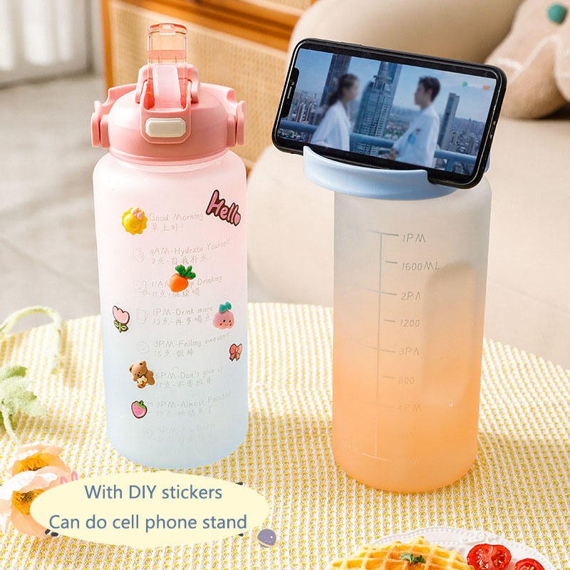 2l Wholesale Creative Straw Plastic 2 Liter Pc Plastic Sports Water Bottle