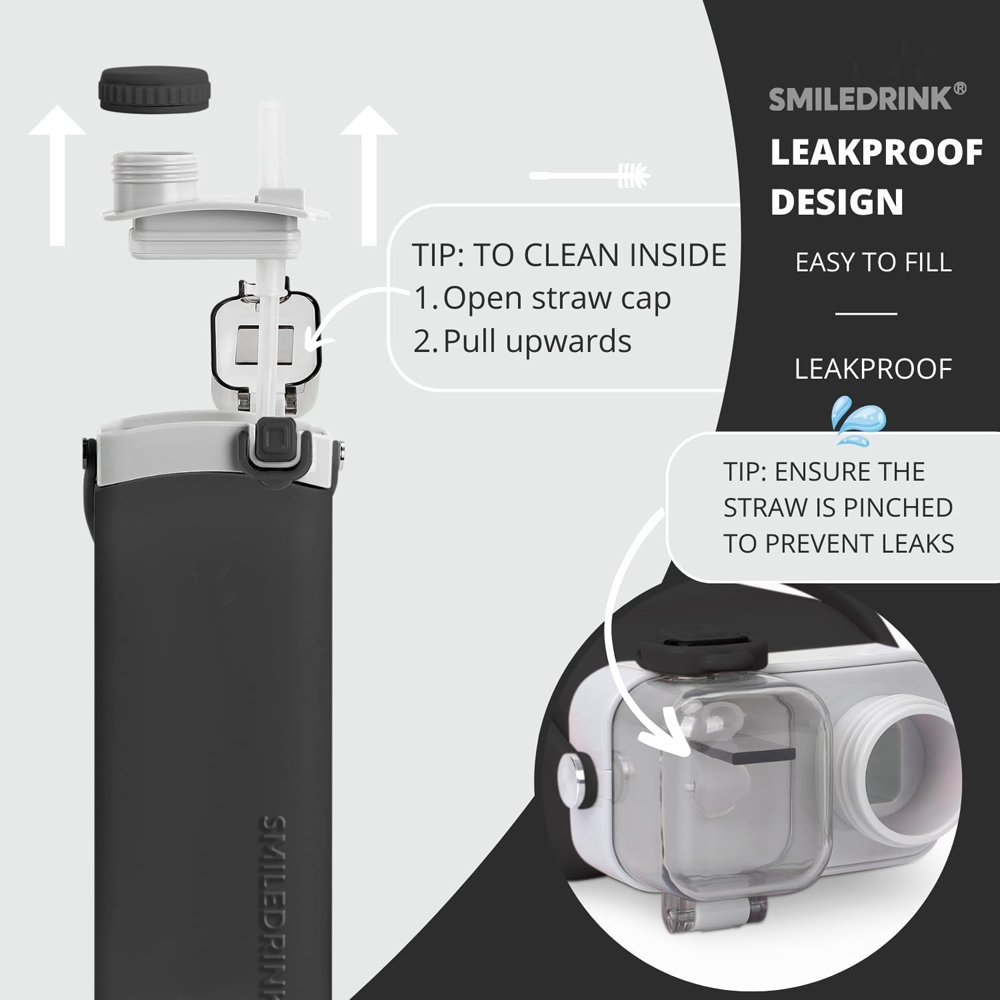smiledrink 600ML Custom Logo Designed Foldable Silicone Sports Drink Water Bottle gym Collapsible Reusable Water Bottle