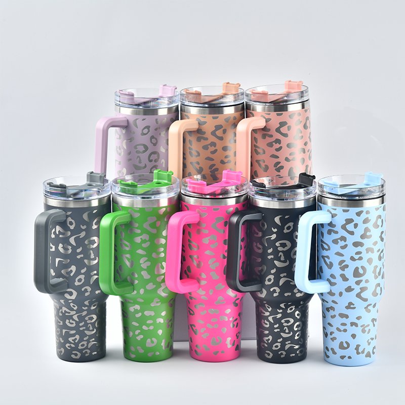 USA Warehouse RTS 40oz Mug Custom Logo Water Bottle 40 oz Stainless Steel Insulated Travel Car Tumbler With Handle Lid And Straw