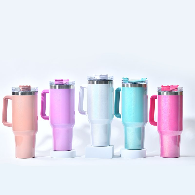 USA Warehouse RTS 40oz Mug Custom Logo Water Bottle 40 oz Stainless Steel Insulated Travel Car Tumbler With Handle Lid And Straw