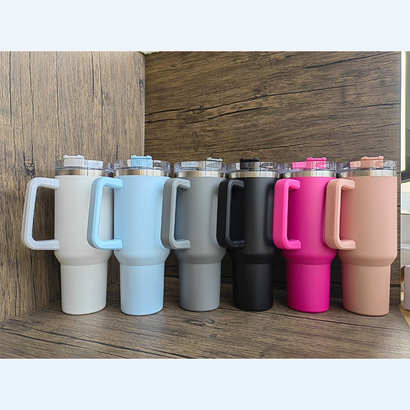 USA Warehouse RTS 40oz Mug Custom Logo Water Bottle 40 oz Stainless Steel Insulated Travel Car Tumbler With Handle Lid And Straw