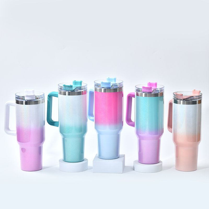 USA Warehouse RTS 40oz Mug Custom Logo Water Bottle 40 oz Stainless Steel Insulated Travel Car Tumbler With Handle Lid And Straw