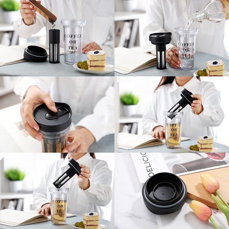Custom 420ml14oz PBA-Free Double Wall Plastic Coffee Mug Reusable Mugs Plastic Factory Cup Gift