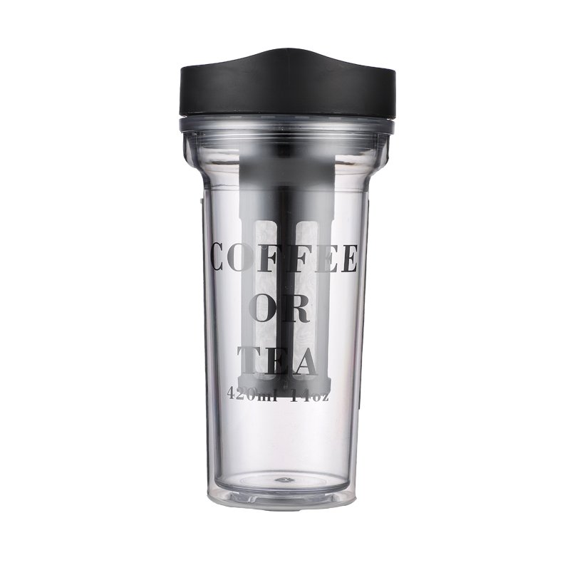 Custom 420ml14oz PBA-Free Double Wall Plastic Coffee Mug Reusable Mugs Plastic Factory Cup Gift