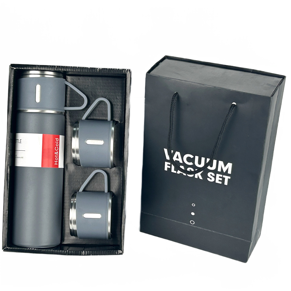 Promotion Business Gift Set Insulated Stainless Steel Water Bottle with 3 Lids Vacuum Flask & Thermos Mug