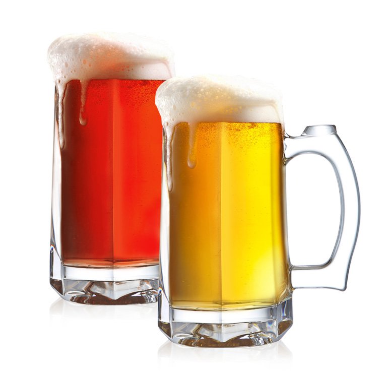 Good Quality Classic Giant Glass Beer Stein Traditional Beer Mug Set Large Beer Glasses For Freezer with handle For Bar