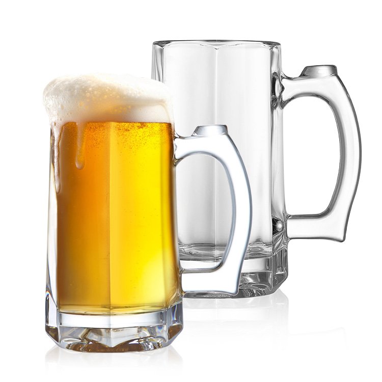 Good Quality Classic Giant Glass Beer Stein Traditional Beer Mug Set Large Beer Glasses For Freezer with handle For Bar