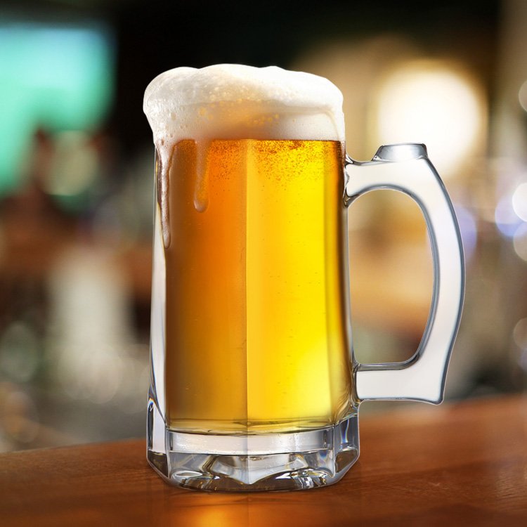 Good Quality Classic Giant Glass Beer Stein Traditional Beer Mug Set Large Beer Glasses For Freezer with handle For Bar