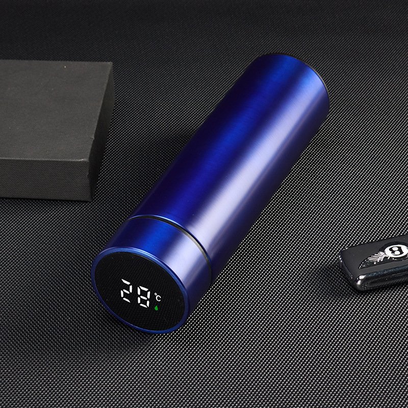 Metal Digital Double Wall 500ml 17oz Stainless Steel Smart Thermos Led Water Bottles Coffee Mugs Tumbler Cups Filter