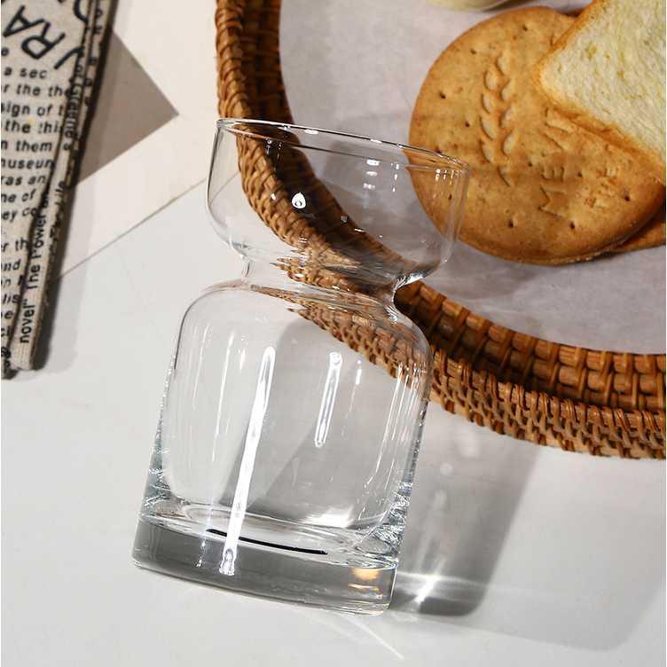 Nordic Style High-Boron Glass Coffee Mug Creative Saturn Time Sand Hourglass Design Water Drinking Milk Customizable Logo Party