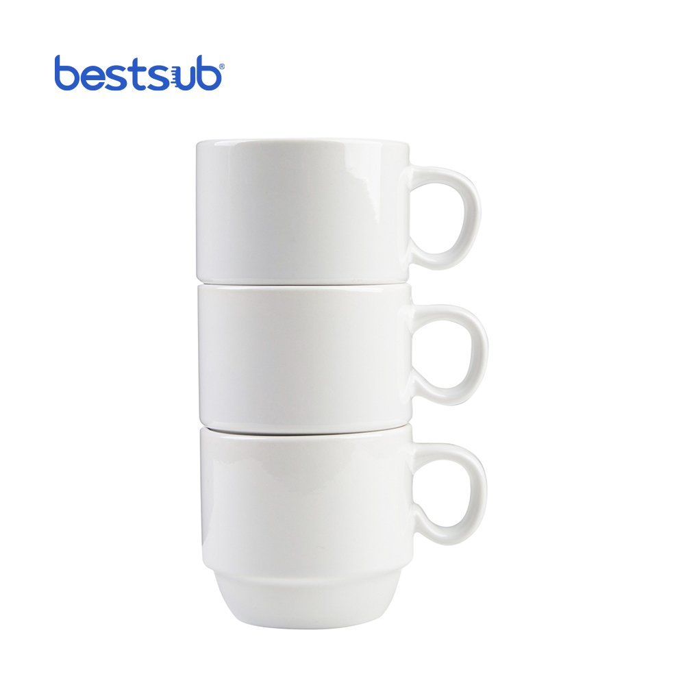 BestSub Wholesale Blank Heat Transfer 6oz Stackable Custom Coffee Cup Sublimation Mugs For Sale