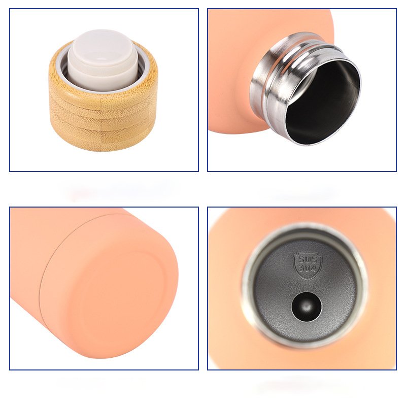 Hot Selling Stainless Steel Water Bottle Small Mouth Narrow Mouth Flask Bamboo lid Outdoor Sports Water Bottle