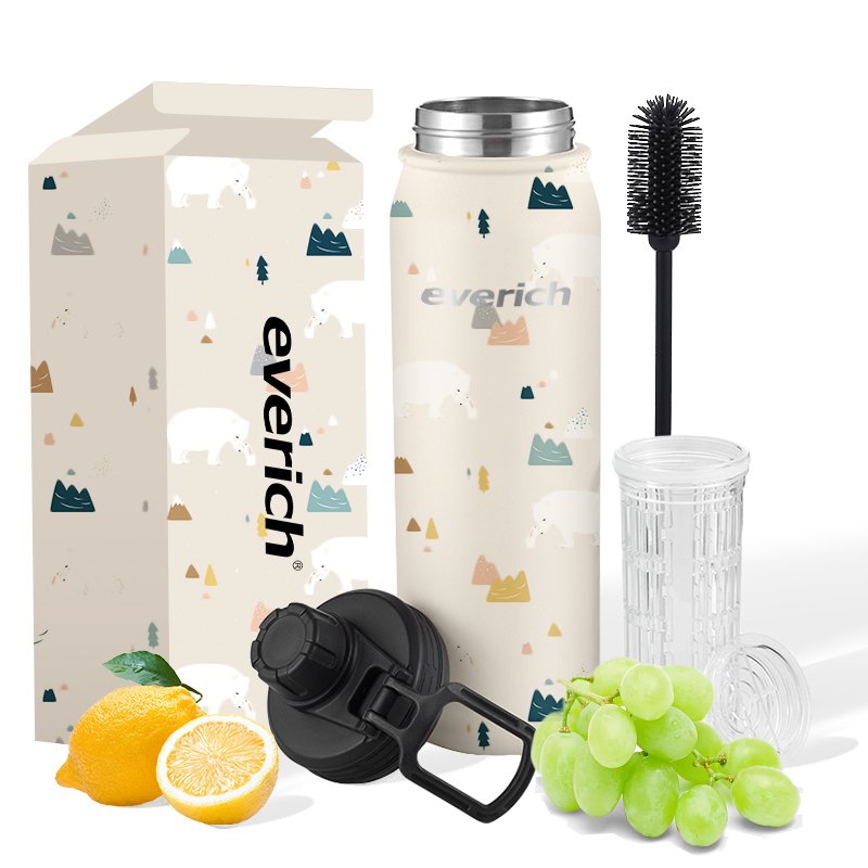 Everich 2024 New Molded Double Wall Stainless Steel Sports Water Bottles Direct Drink Lid with Tea Divider with Custom Colors
