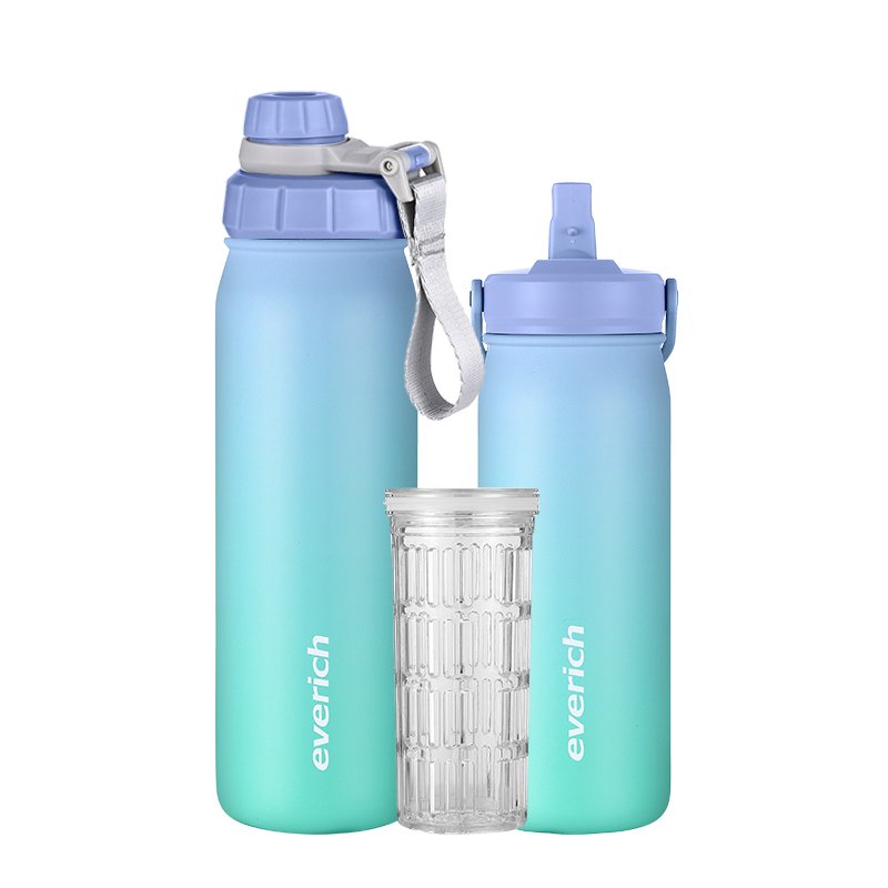 Everich 2024 New Molded Double Wall Stainless Steel Sports Water Bottles Direct Drink Lid with Tea Divider with Custom Colors