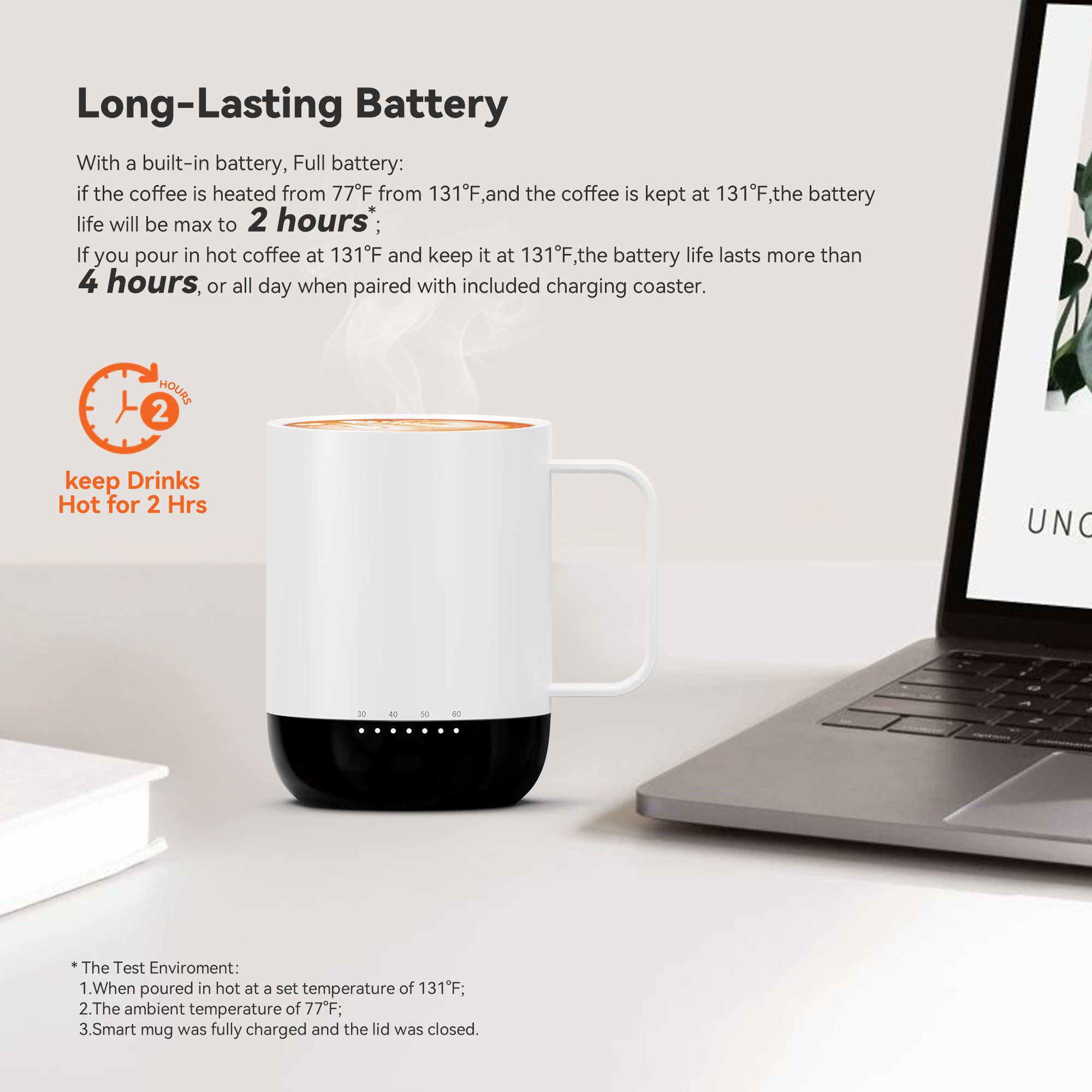 customized App Conrtol Temperature Heated Coffee Mug 304 Stainless Steel Battery Life Smart heating Mug smart tumblers
