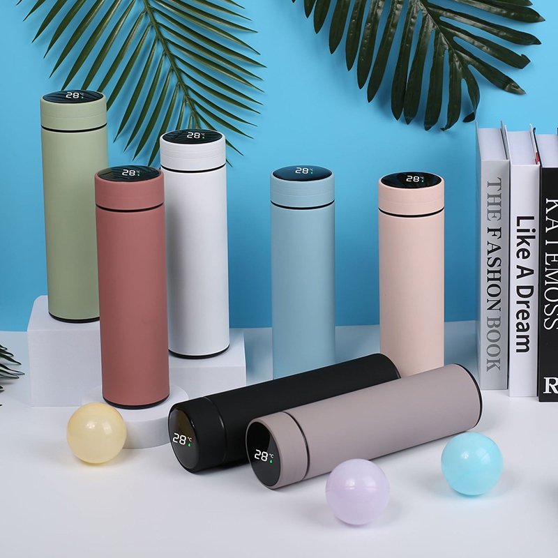 Smart fancy LED display stainless steel isotherm flask classic digital thermos temperature water bottle with logo