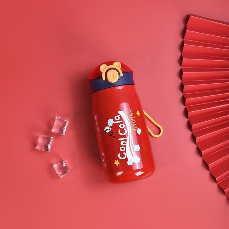 Top Quality Children Cartoon Thermos Double Wall 316 Stainless Steel Vacuum Flasks with Silicone Straw