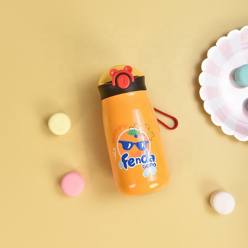 Top Quality Children Cartoon Thermos Double Wall 316 Stainless Steel Vacuum Flasks with Silicone Straw