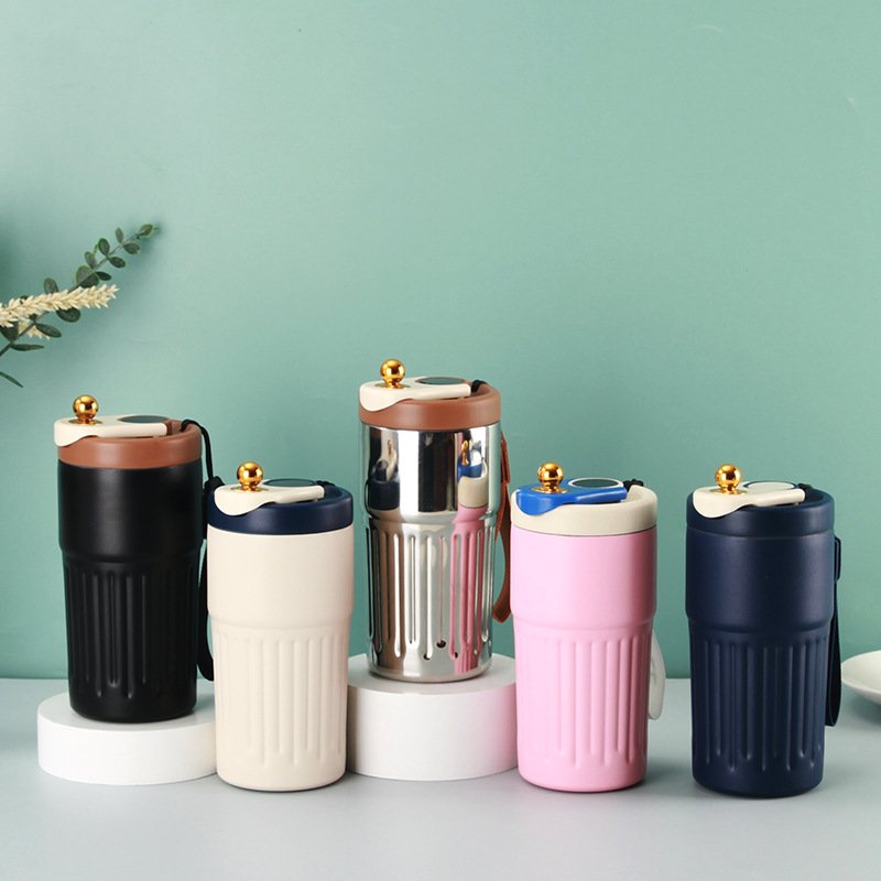 Sports Vacuum Flask 420ml Smart Temperature Display Stainless Steel Thermos Water Bottle Coffee Mugs Tumbler Cups Wholesale Bulk