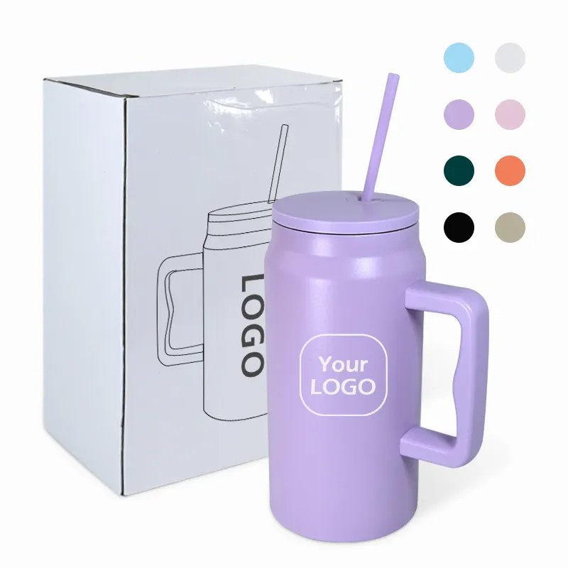 Modern 50 oz Mug Tumbler Reusable Insulated Stainless Steel Jug Water Bottle 50oz Sublimation Tumbler With Handle