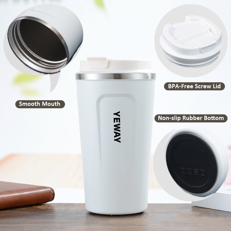 Custom Logo MOQ 50pcs Car Vacuum Travel Insulated Double Wall Tumbler To Go Reusable 304 Stainless Steel Coffee Mug Cup with Lid