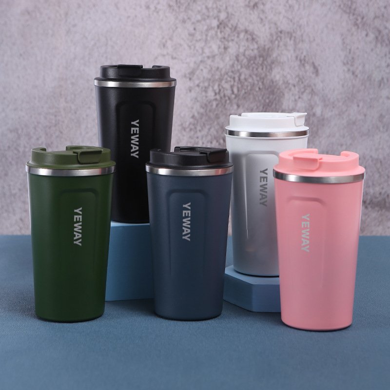 Custom Logo MOQ 50pcs Car Vacuum Travel Insulated Double Wall Tumbler To Go Reusable 304 Stainless Steel Coffee Mug Cup with Lid