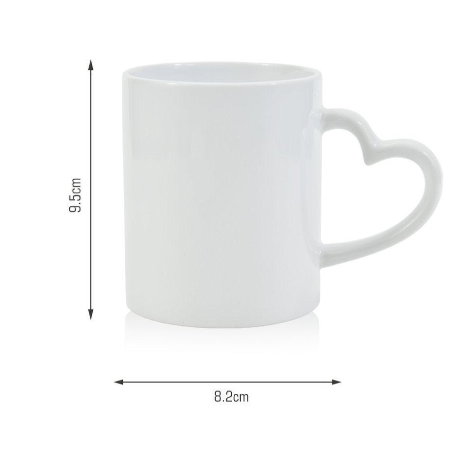 USA Warehouse White Transfer Blank Coffee Mugs Heart Handle 11oz Sublimation Ceramic Mug