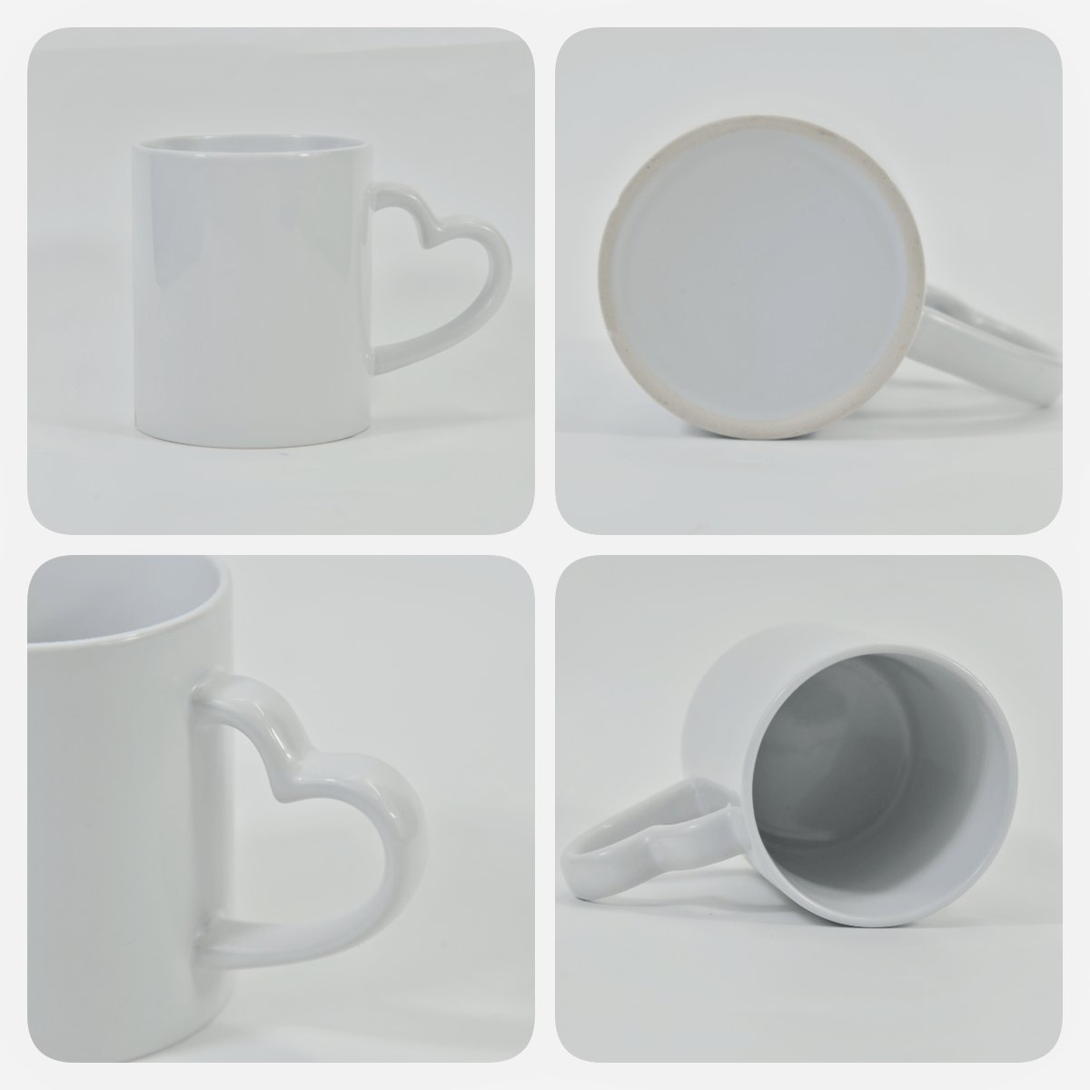 USA Warehouse White Transfer Blank Coffee Mugs Heart Handle 11oz Sublimation Ceramic Mug