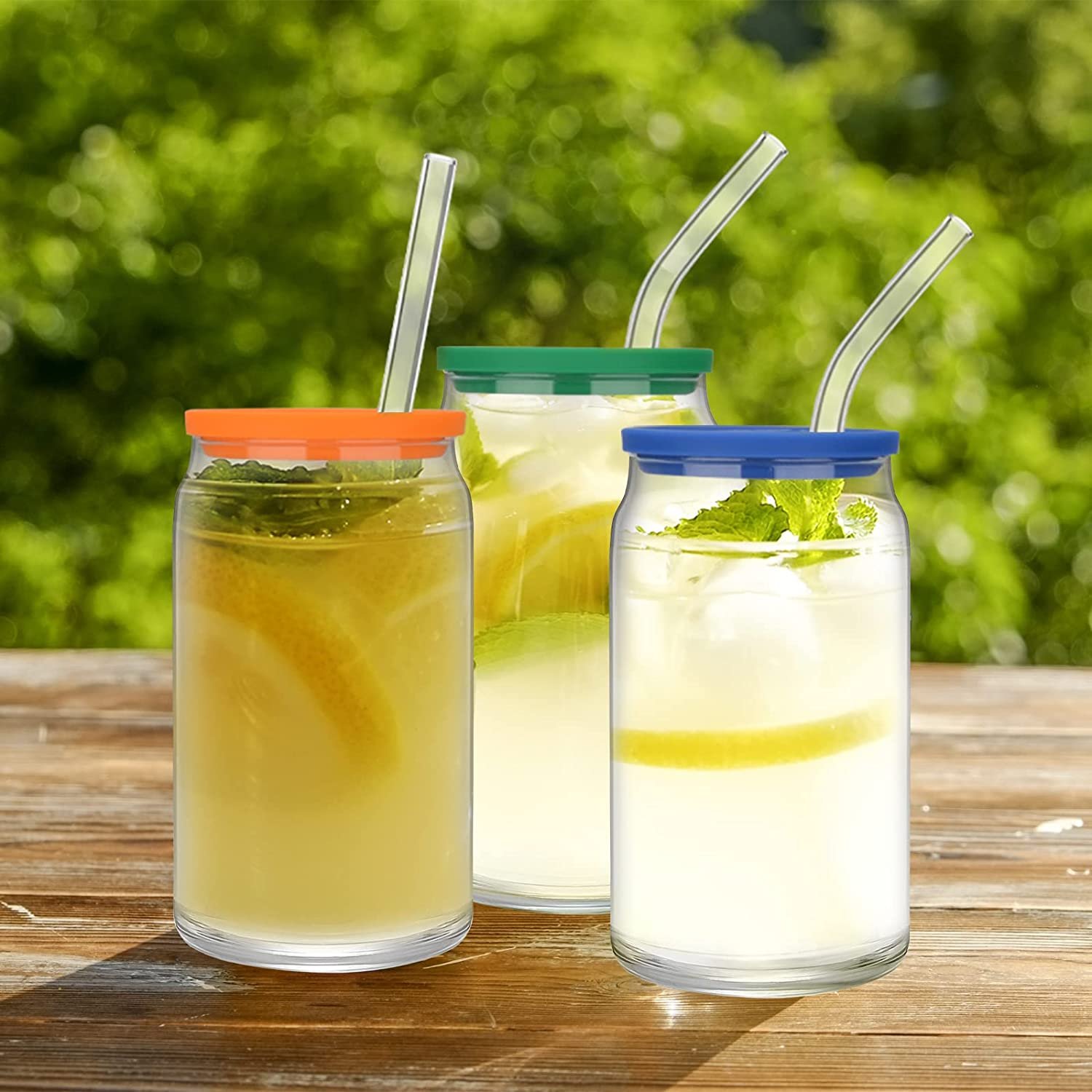 16Oz Sublimation borosilicate Glass Beer Mug with Lid and Straw