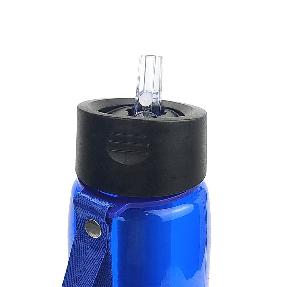 Water Bottle Purifier Portable Water Filter Bottle with Filter Straw & Compass for Outdoor Travel Backpacking Hiking Survival