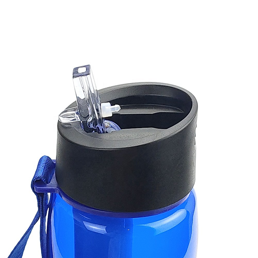 Water Bottle Purifier Portable Water Filter Bottle with Filter Straw & Compass for Outdoor Travel Backpacking Hiking Survival
