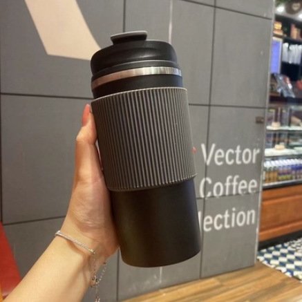 17oz 500ml Car Holder Double Wall Vacuum Insulation Thermos Stainless Steel Coffee Mug With Flip Lid