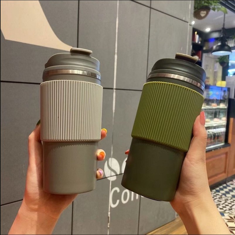 17oz 500ml Car Holder Double Wall Vacuum Insulation Thermos Stainless Steel Coffee Mug With Flip Lid