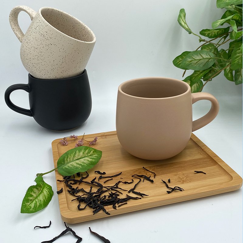 New design matte khaki latte color 14 oz ceramic cups tumblers porcelain mug for drink