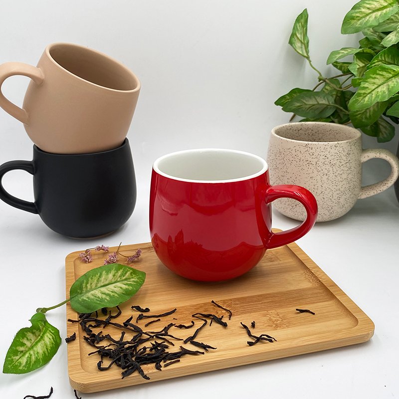 New design matte khaki latte color 14 oz ceramic cups tumblers porcelain mug for drink