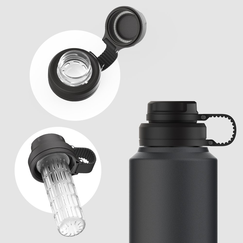 New Double Wall Water Bottle Metal Wide Mouth Bottle Water Insulated Double Wall Stainless Steel Water Bottles with Ice Blocker