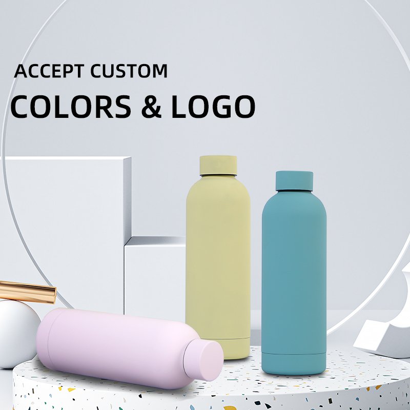Custom Frosted Soft Touch Double Wall Insulated Drink Bottle Tumbler Vacuum Flask Stainless Steel Cup Thermal Water Bottle