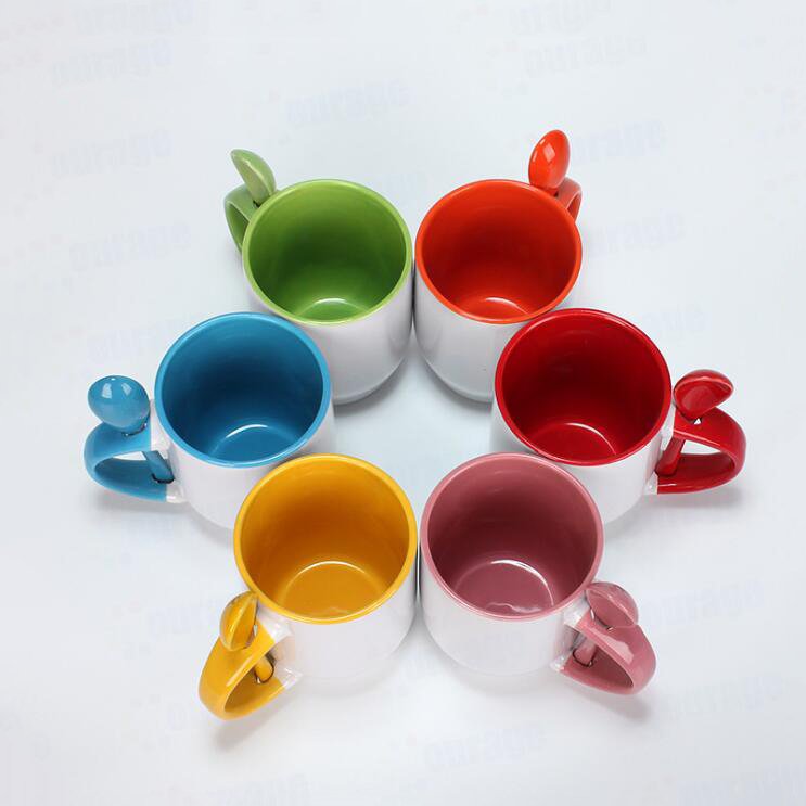 sublimation Personalized Inner color Coffee Cup 12oz Spoon insert Mug