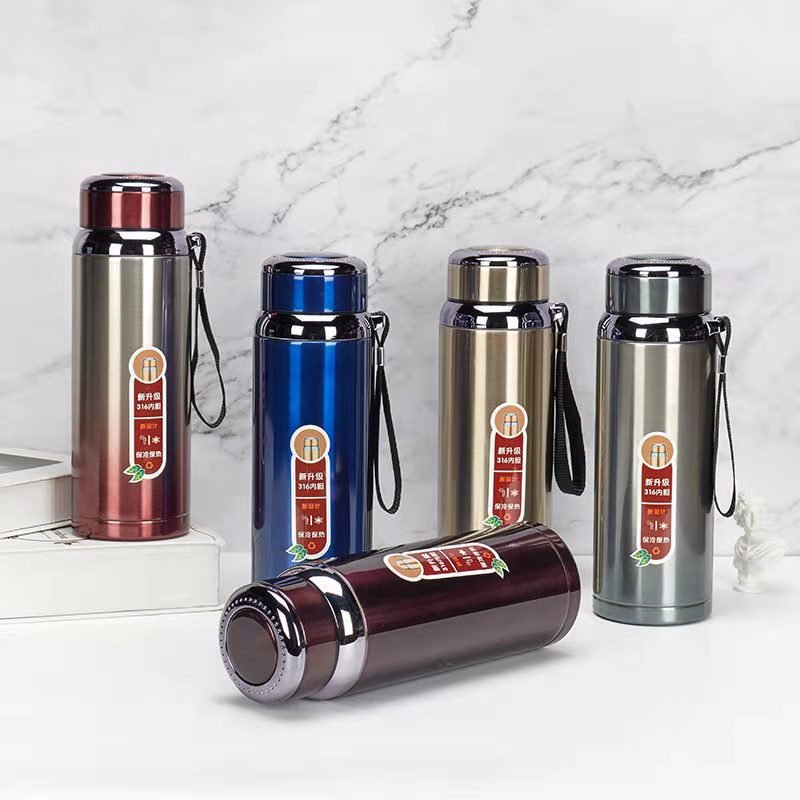 S1003 Custom Large Capacity Outdoor Vacuum Flask 316 Stainless Steel Thermal Cup Portable water bottle with string