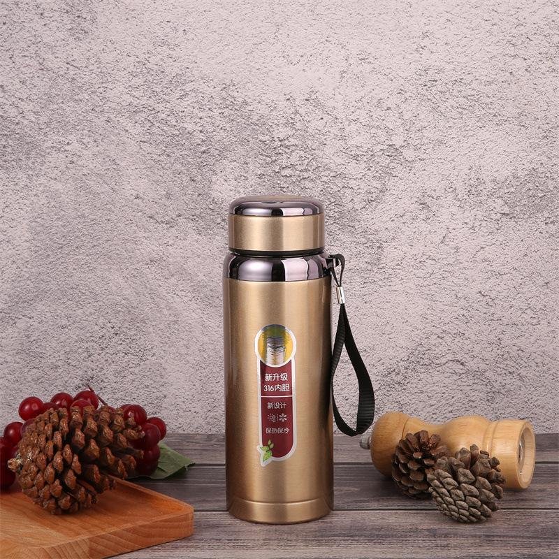 S1003 Custom Large Capacity Outdoor Vacuum Flask 316 Stainless Steel Thermal Cup Portable water bottle with string
