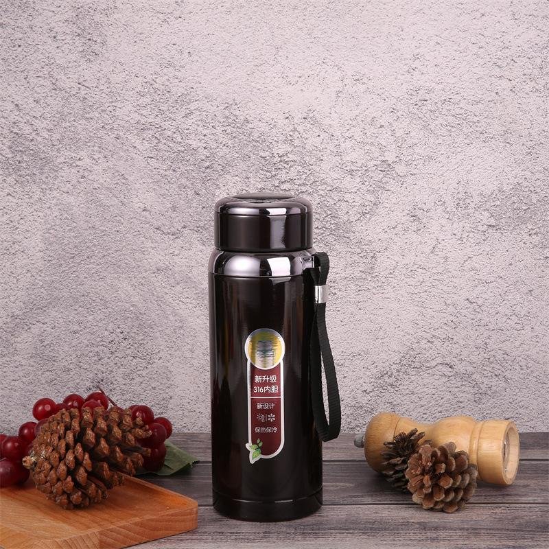 S1003 Custom Large Capacity Outdoor Vacuum Flask 316 Stainless Steel Thermal Cup Portable water bottle with string