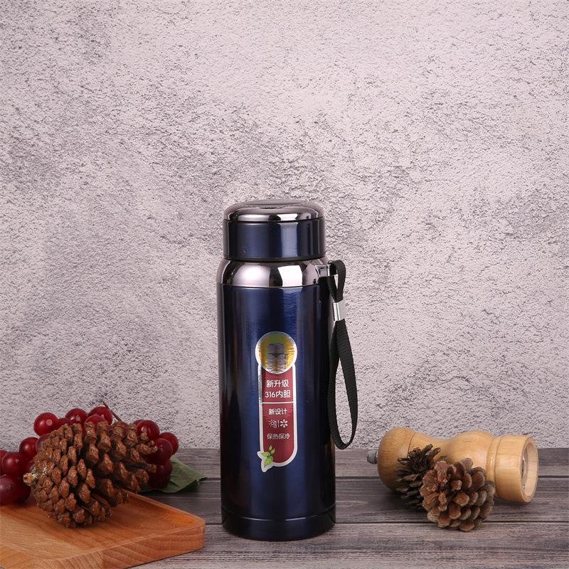S1003 Custom Large Capacity Outdoor Vacuum Flask 316 Stainless Steel Thermal Cup Portable water bottle with string