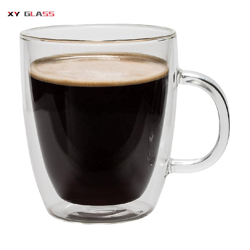 modern simple designed borosilicate heatproof handle thermo glass coffee mug