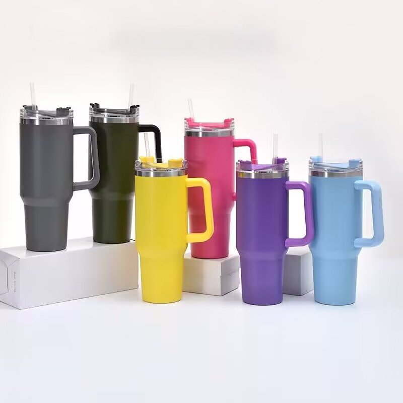 40oz Mug Tumbler With Handle Insulated Tumbler With Lids Straw Stainless Steel Coffee Tumbler Termos Cup for Travel Thermal Mug