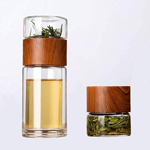 New Style Custom Logo Double Wall Premium Quality Glass Tea Water Separation Bottle Mugs with Tea Infuser for Loose Leaf Tea