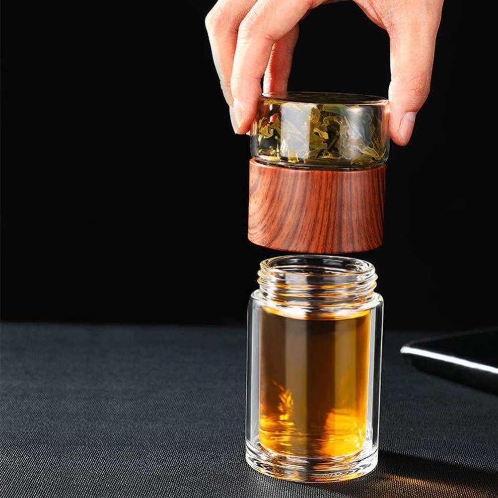 New Style Custom Logo Double Wall Premium Quality Glass Tea Water Separation Bottle Mugs with Tea Infuser for Loose Leaf Tea